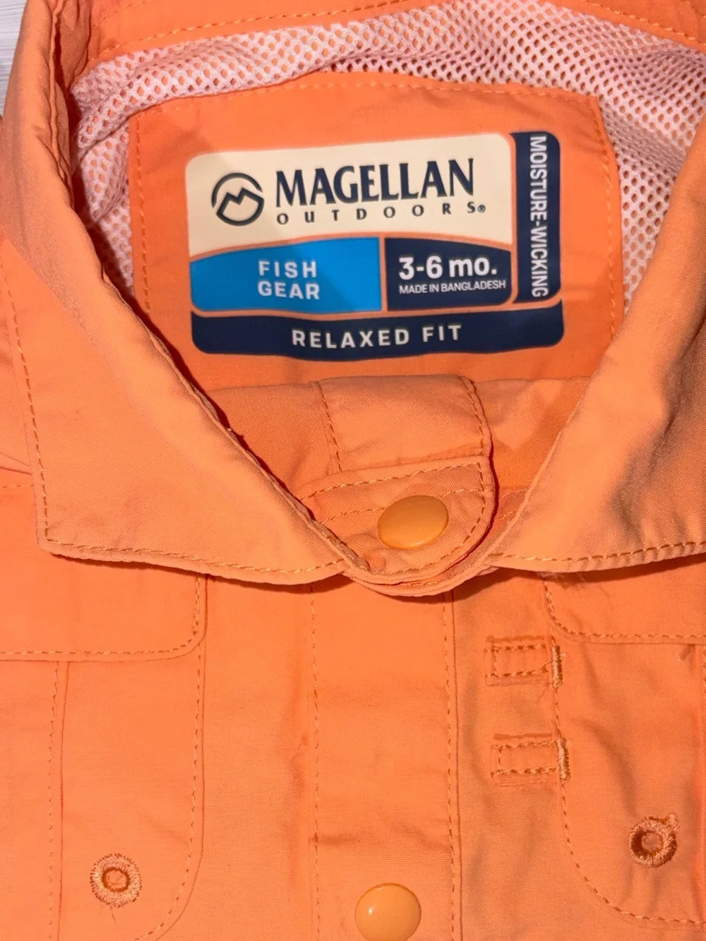 Magellan Outdoors Kids Peach-Orange Button Front One-Piece Bodysuit